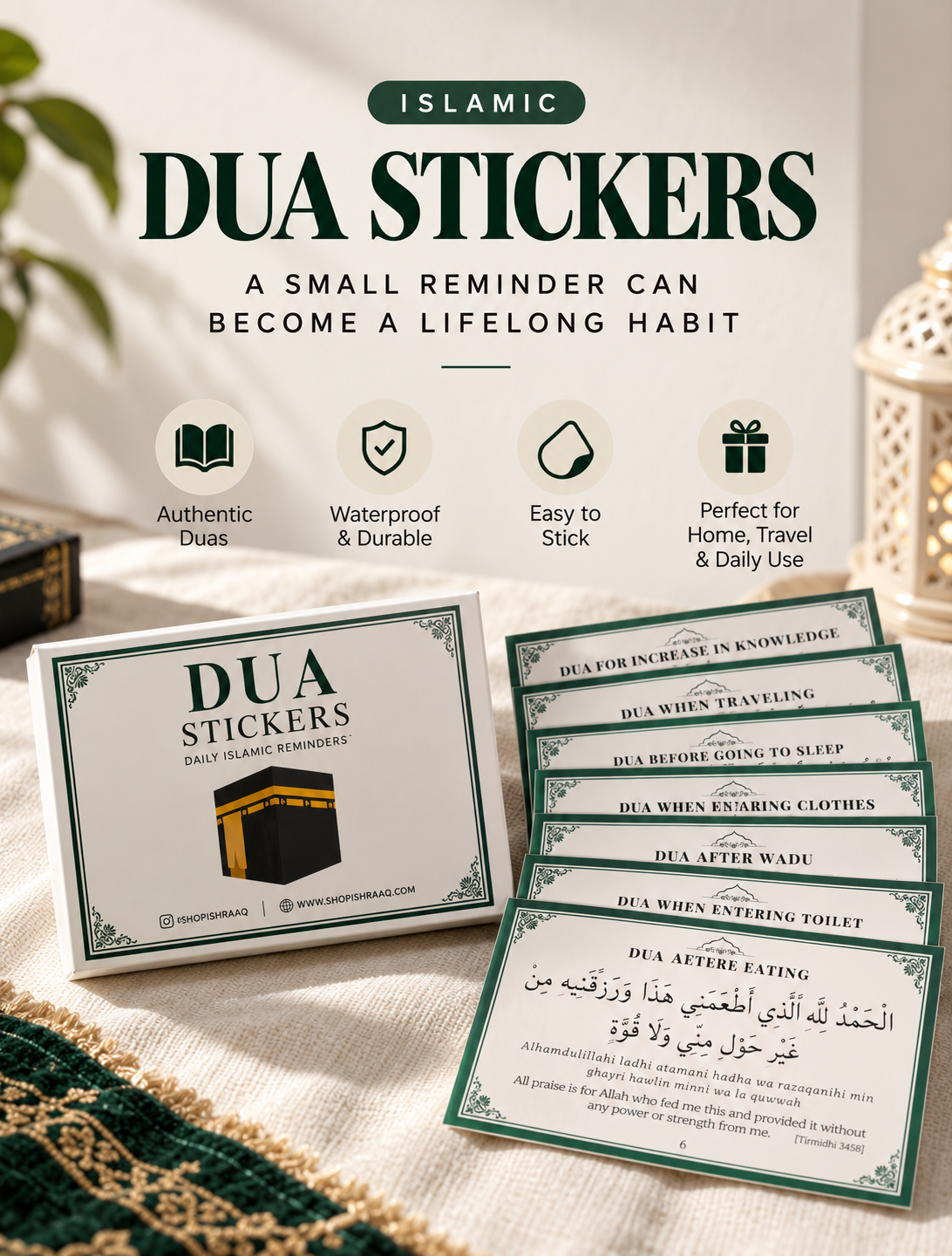 ISLAMIC DUA STICKERS – Daily Dua Reminders [15 Dua set]